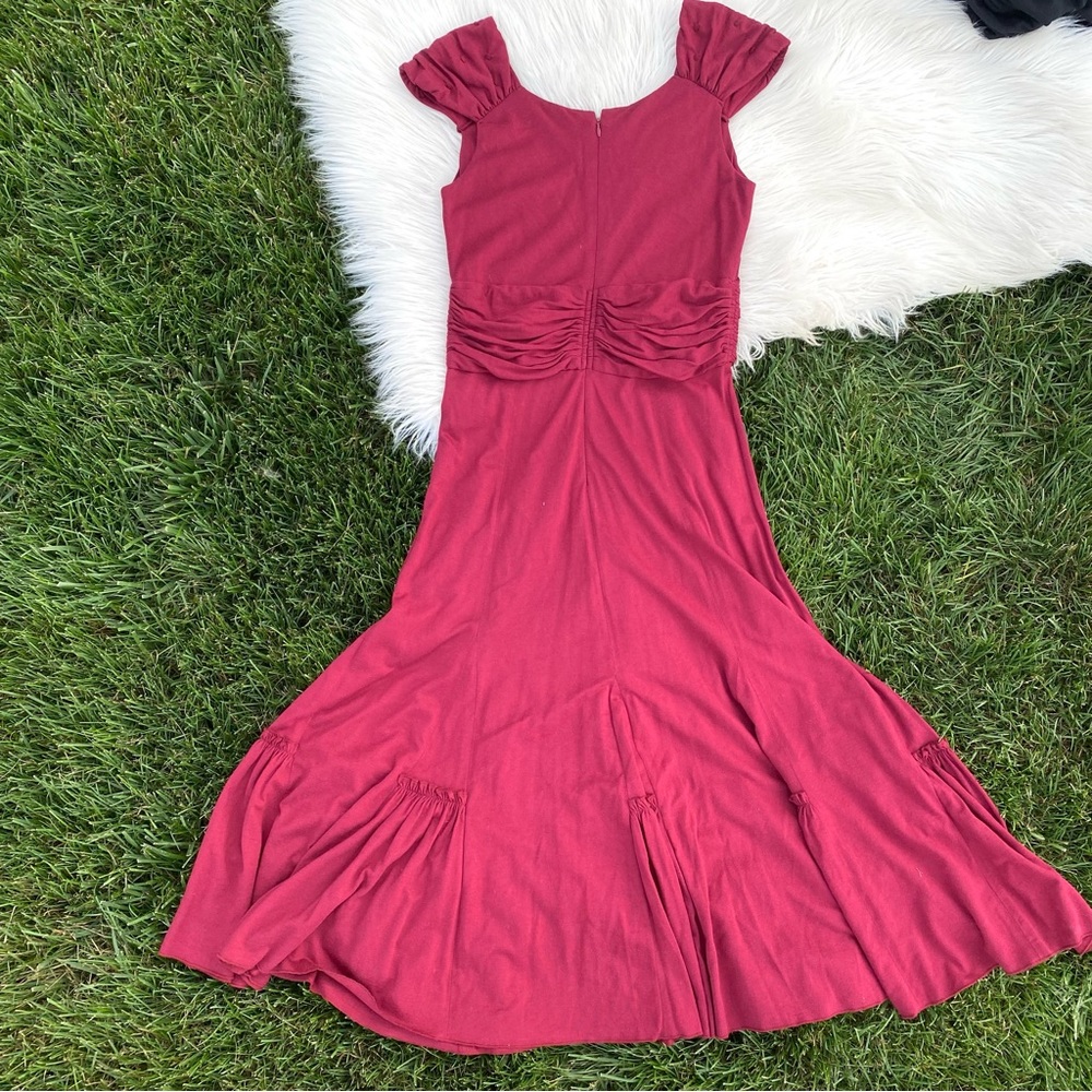 Peruvian Connection Red Fit Flutter Mid Dress Sma… - image 3